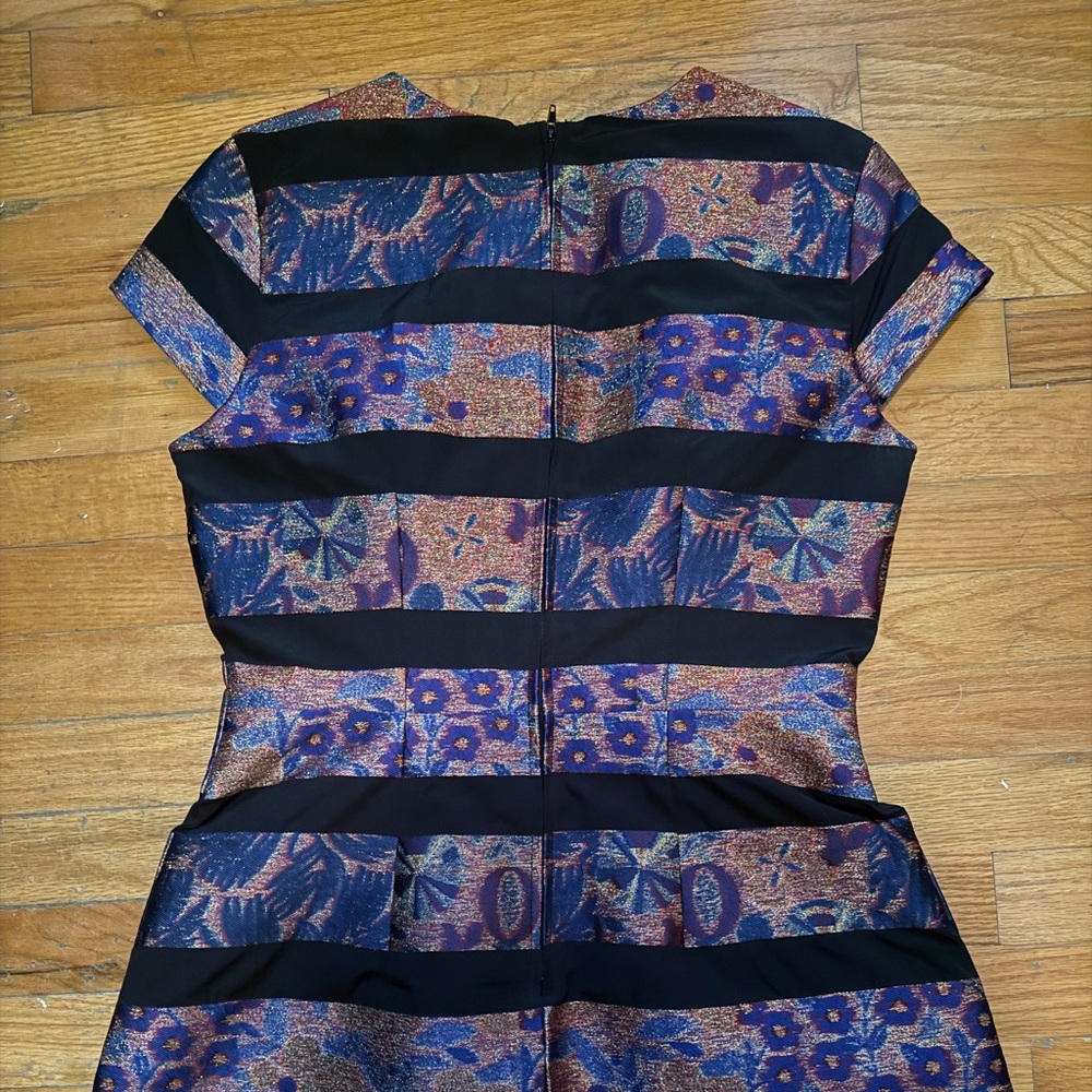 H&M Multicolor Floral Mini Dress with Black Stripes
